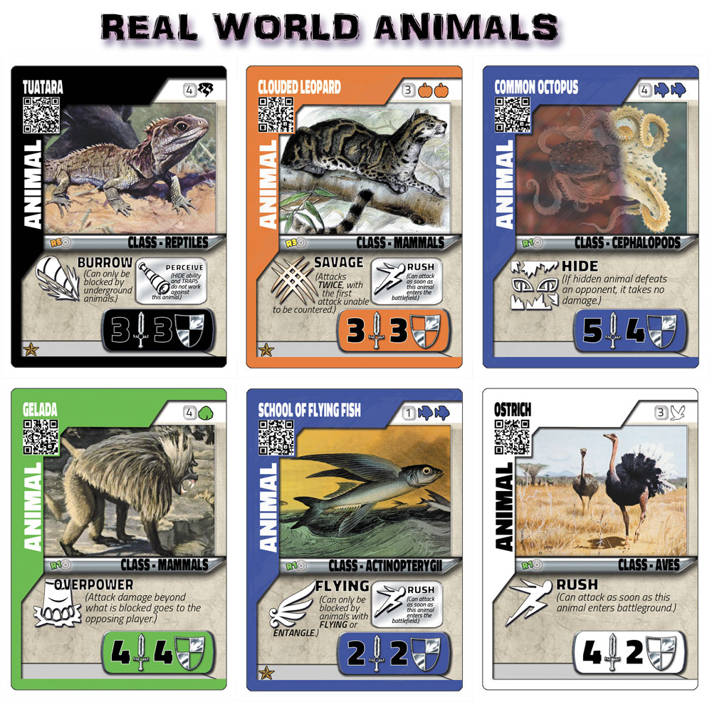 Card abilities are based on real world animals and their rarities are based on how endangered they are.